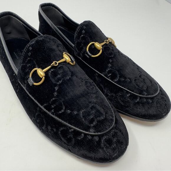 Gucci Jordaan GG Horsebit Velvet Loafers Flats - Picture 2 of 13